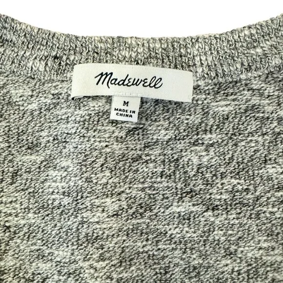 Madewell Women's Gray Ribbed Knitted Raglan Sleeve Boxy Sweater Tee Size M - Picture 7 of 8